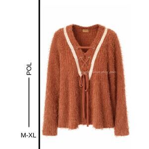 MSRP: $90 | ✨ POL Boutique Eyelash Knit Lace-Up Sweater – Size M (Fits L/XL) ✨